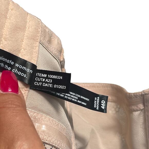 Torrid Curve Strapless Nude Beige Lace Lightly Lined Support Bra 46D Wide Band - Picture 5 of 6